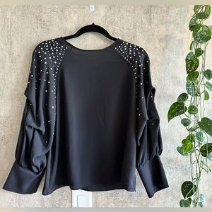 ZARA Embellished Long Sleeve Blouse